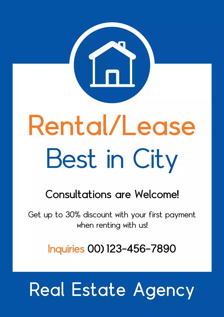 Blue Simple Rental Promotion Poster