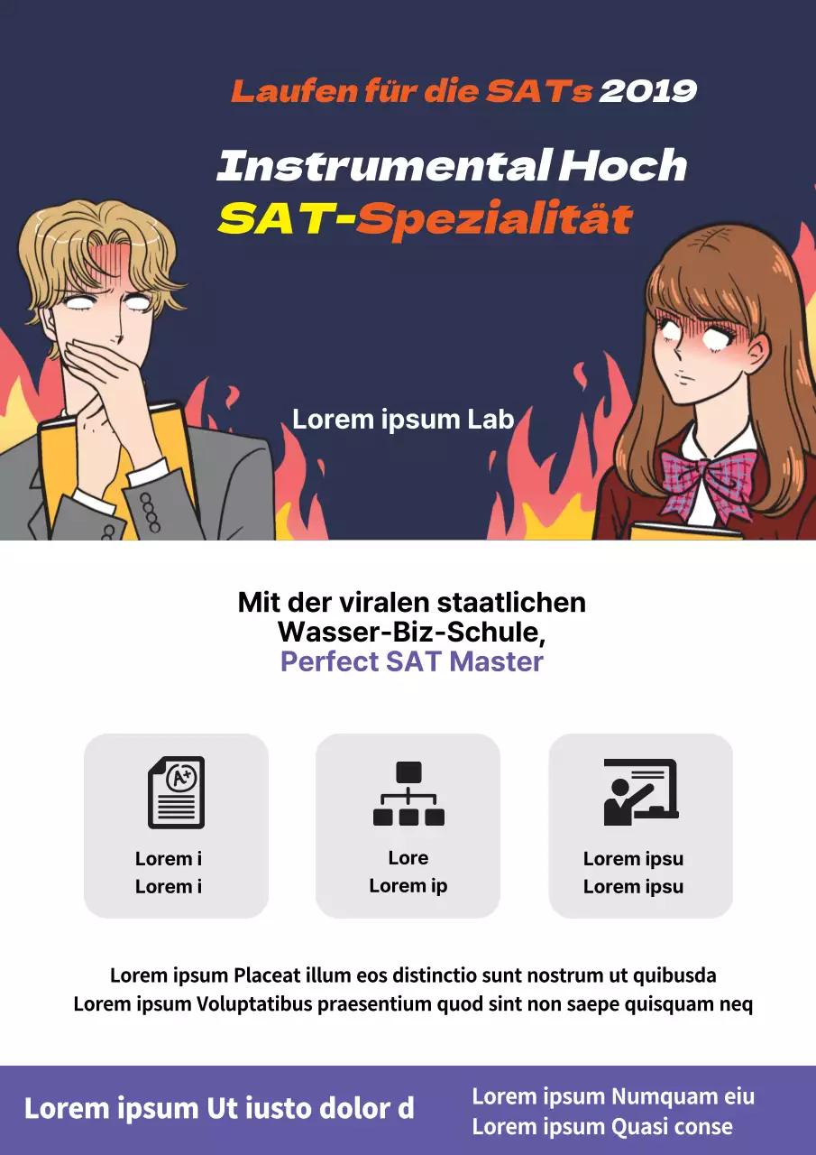 Werben Sie mit Manga-Illustrationen für den Prüfungsvorbereitungskurs Ihrer Schule