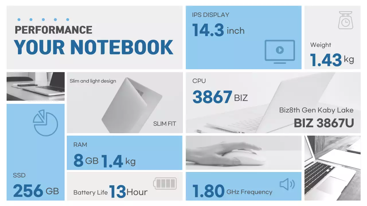 Blue Modern Notebook Advertisement Infographic