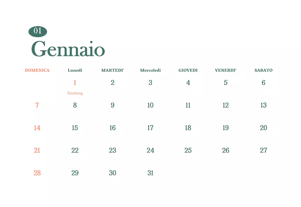 Calendario dei bar con i consigli per le bevande del mese