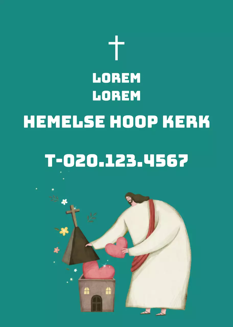 Groen karakter illustratie kerk promotie