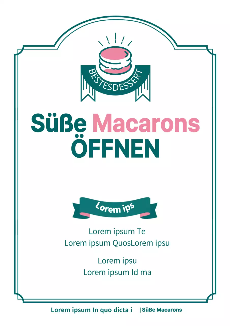 Niedlicher Macaron-Café-Eröffnungsflyer in Grün und Rosa