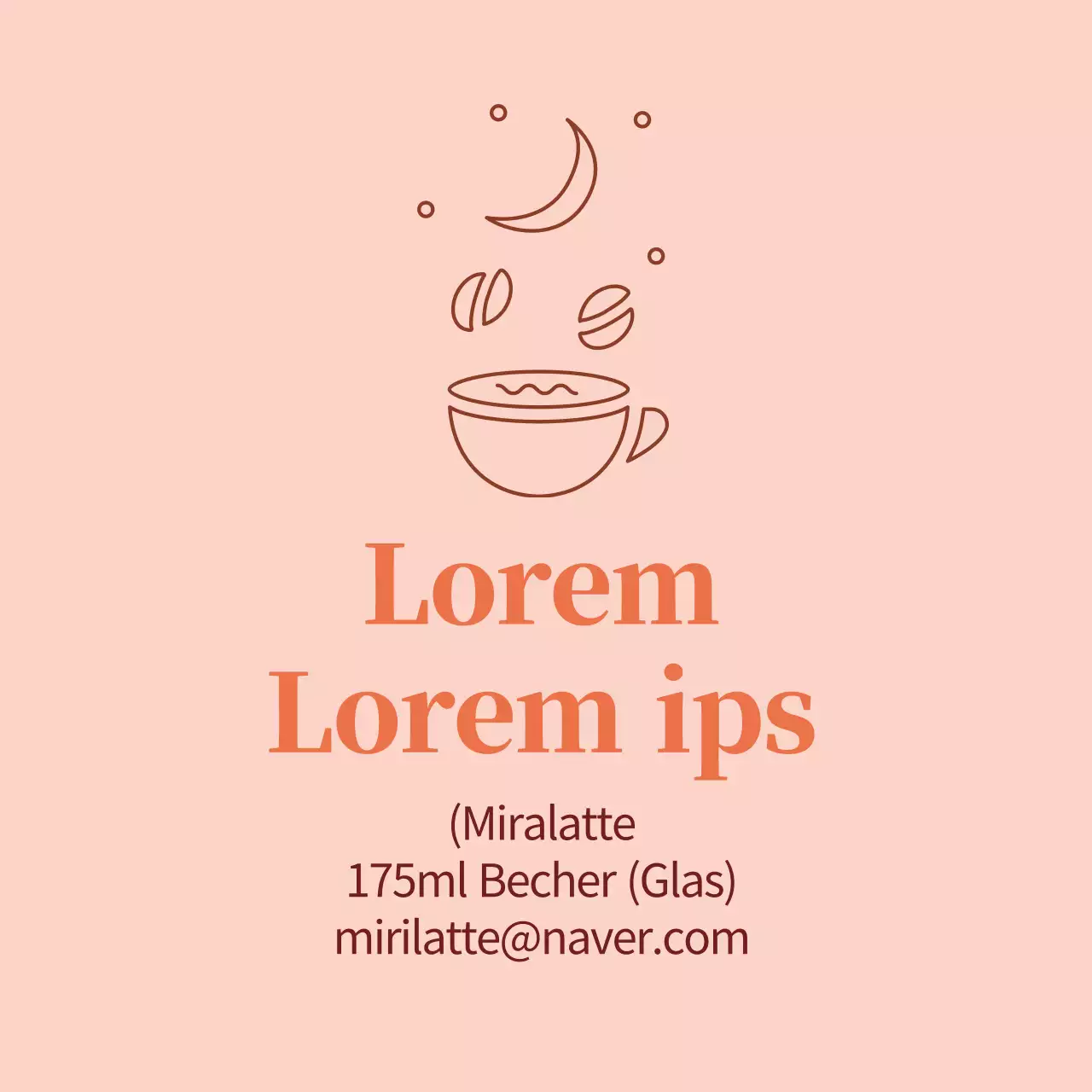 Gepflegtes Cafe-Kaffee-Werbeetikett mit orangefarbener Illustration