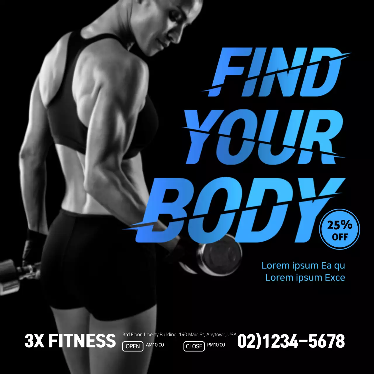 Black Bold Fitness Promotion Banner