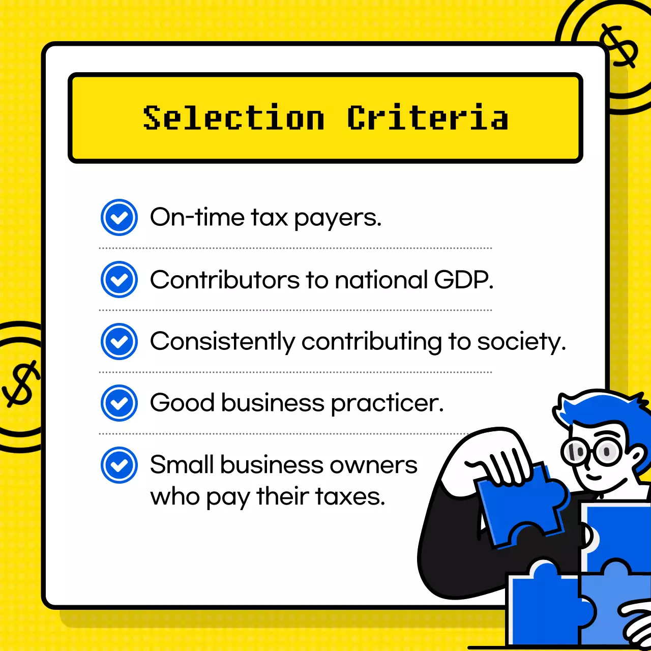 Provision of exemplary taxpayer information with a yellow calculator theme (Card News)