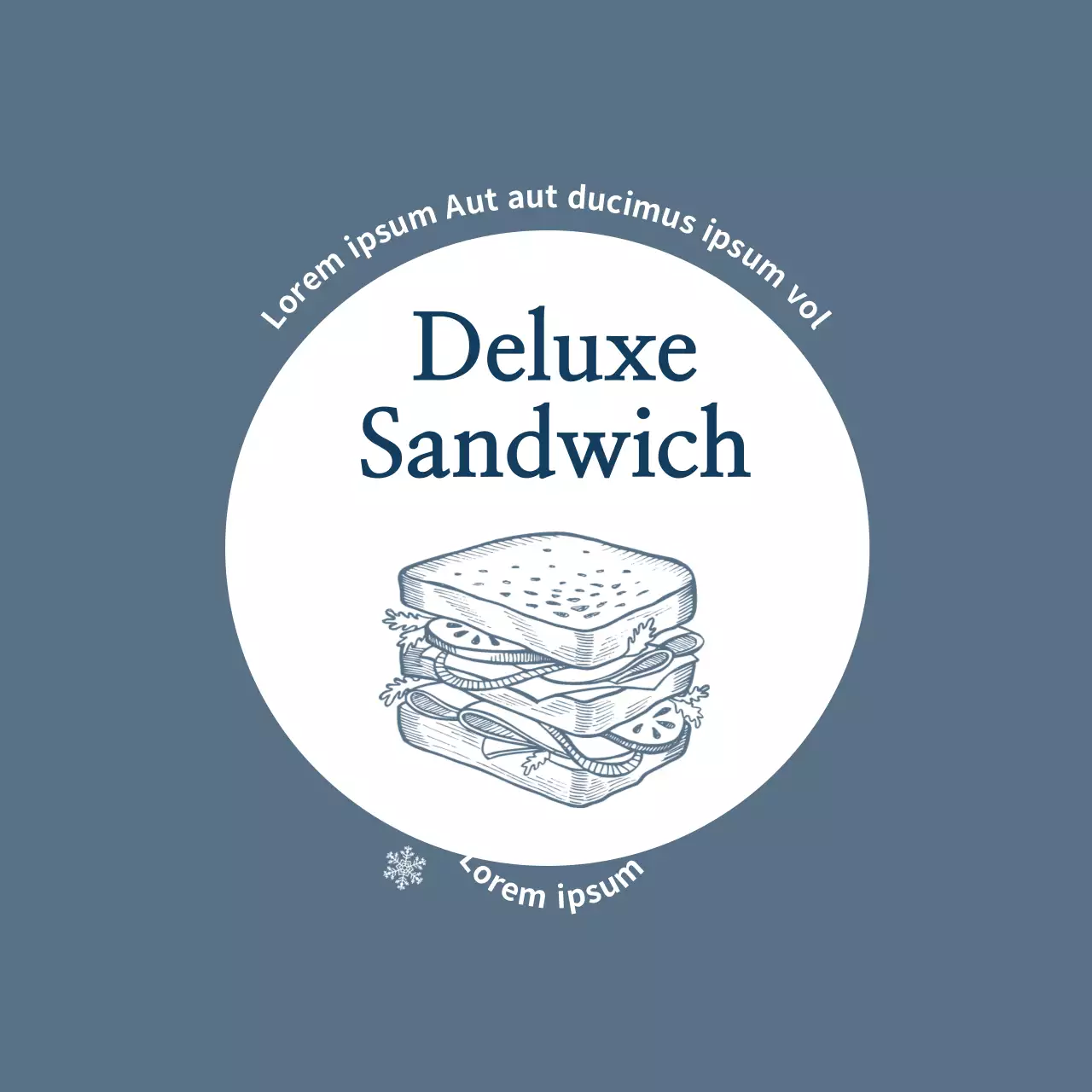 Blaue Illustration Jahrgang Lebensmittel Sandwich-Etikett