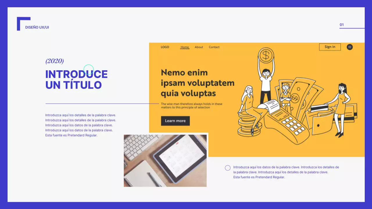 Una cartera sencilla en azul y blanco