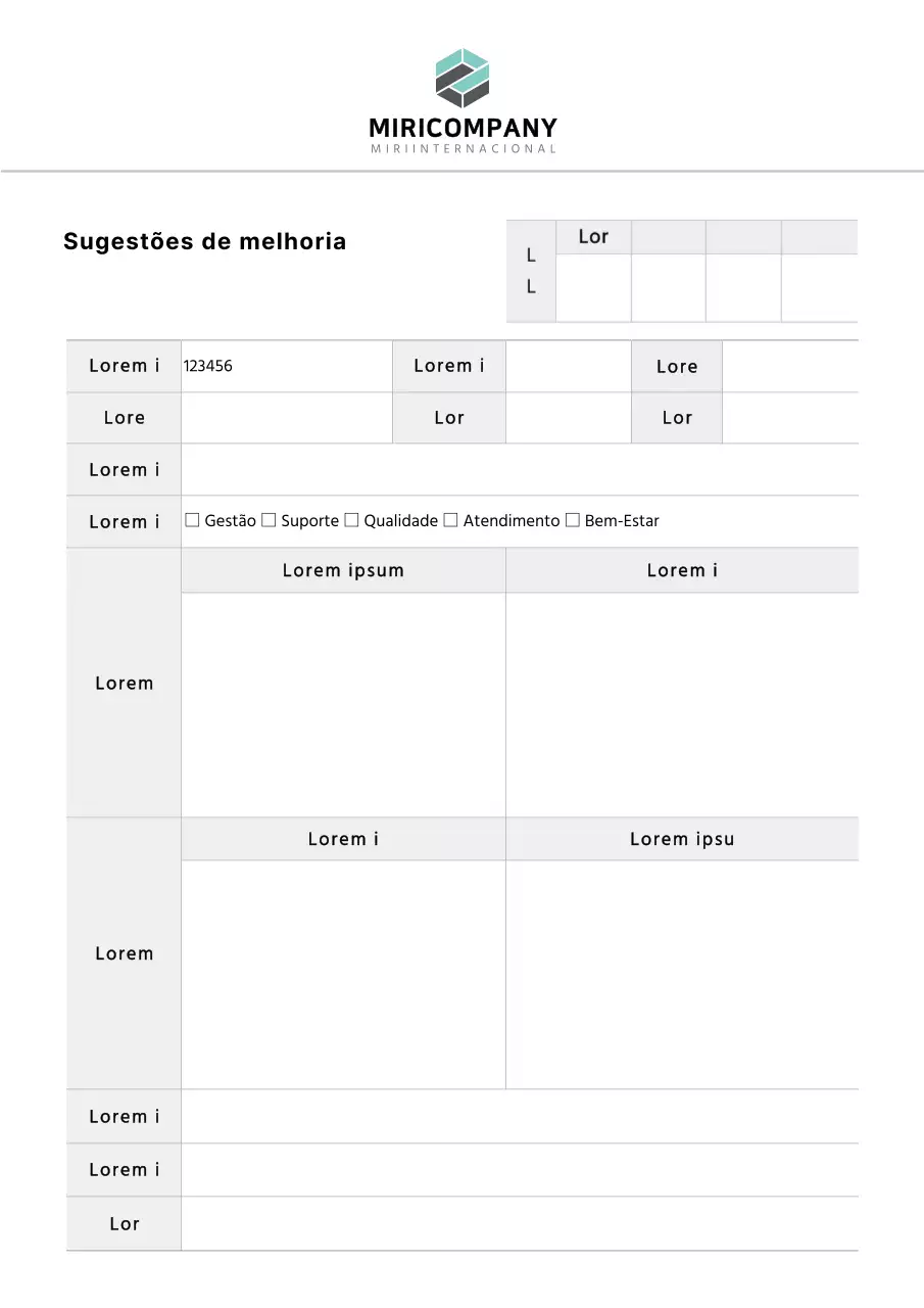 Modelo de documentação de proposta de melhoria de logótipo de empresa simples