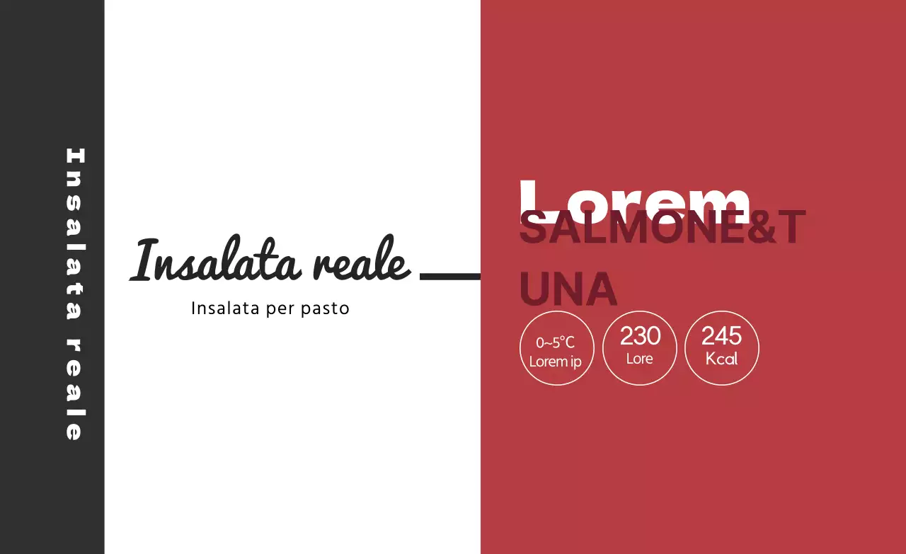 Etichetta alimentare rossa nera illustrazione insalata