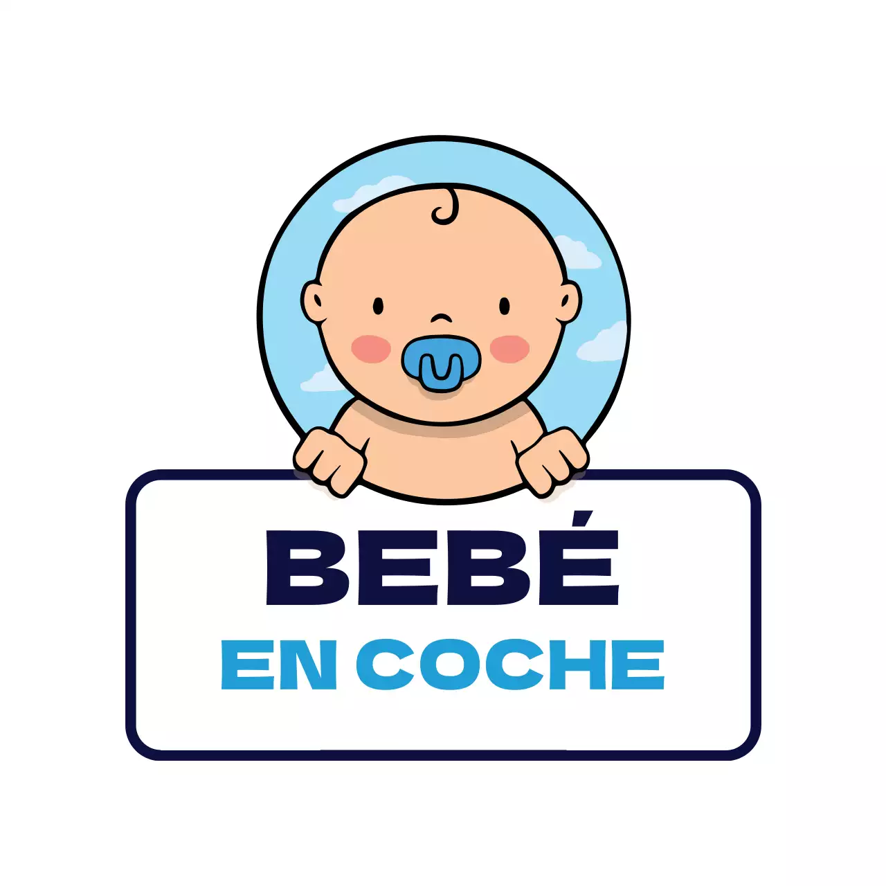 Blanco azul limpio ilustración niño montando