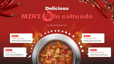 Concepto fotorrealista rojo pollo salteado con pasos picantes tema