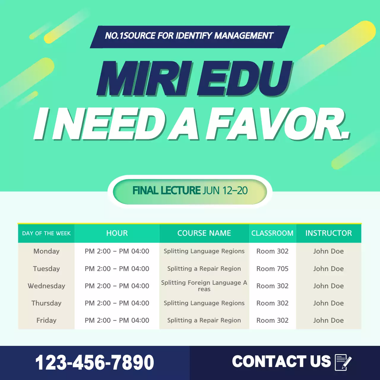 Mint Modern Education Schedule Instagram Post