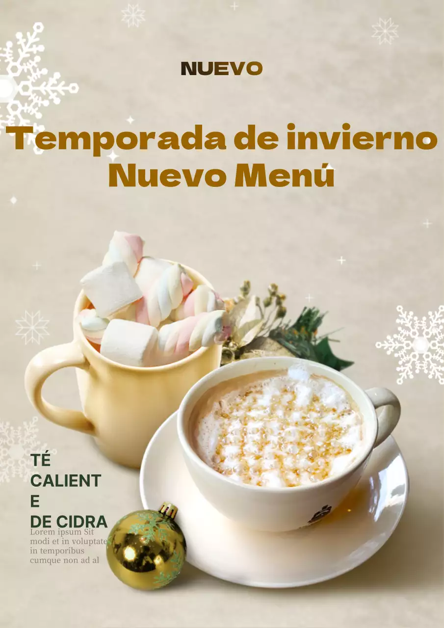 Menú de bebidas Winter Marshmallow Latte webposter