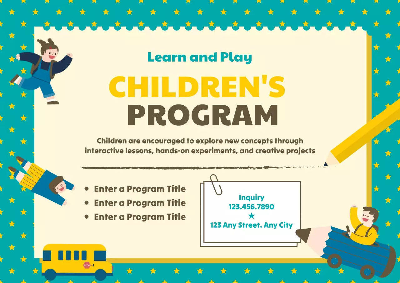 Yellow Playful Children's Program Advertisement Poster