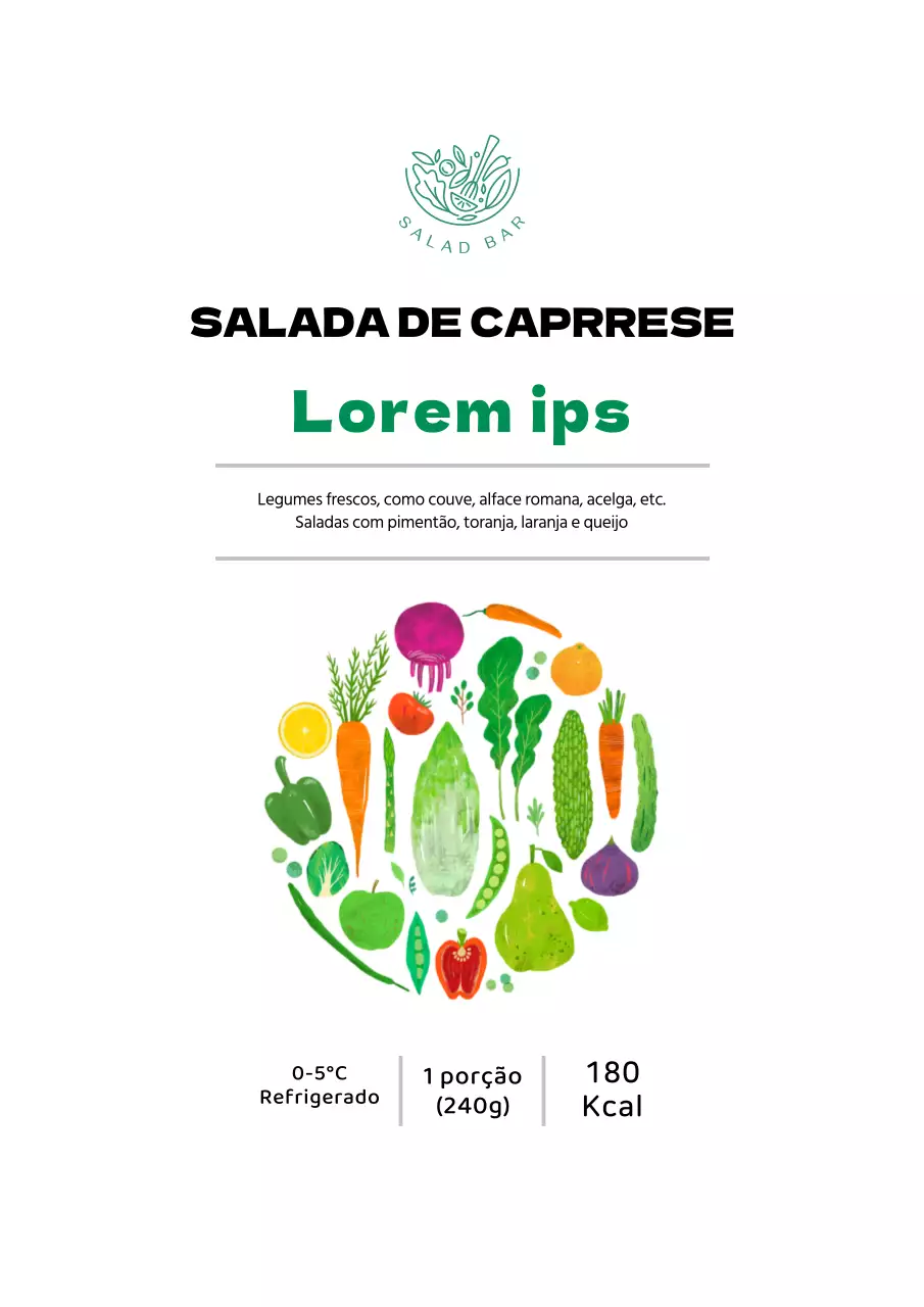 Cartaz de design de rótulo de salada Caprese simples em branco
