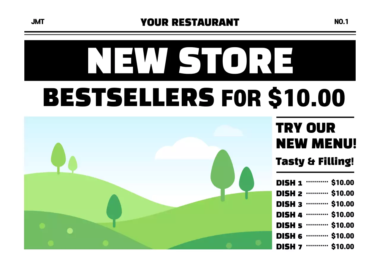 Green Simple Restaurant Promotion Poster