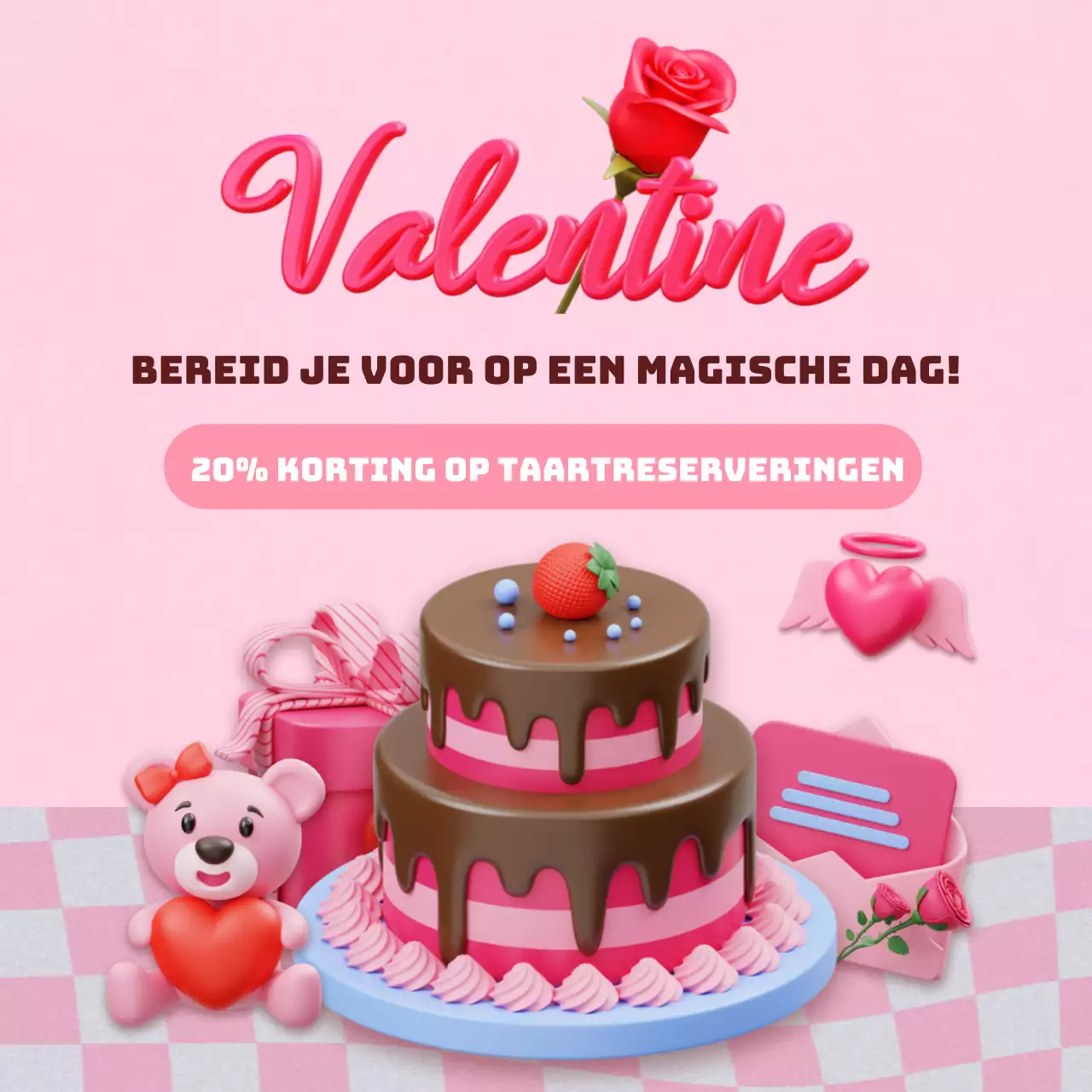 Valentijnstaarten in roze met korting