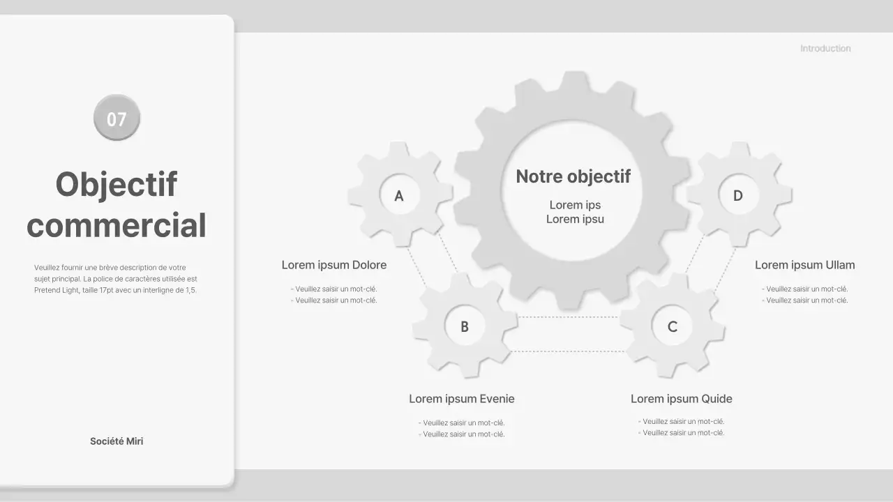 Proposition avec des éléments de rouage gris et tridimensionnels