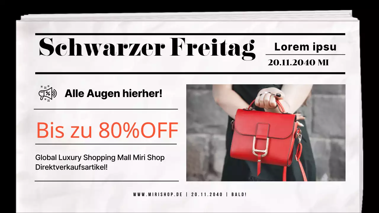 Zeitungskonzept in schwarz und weiß Black Friday Verkauf