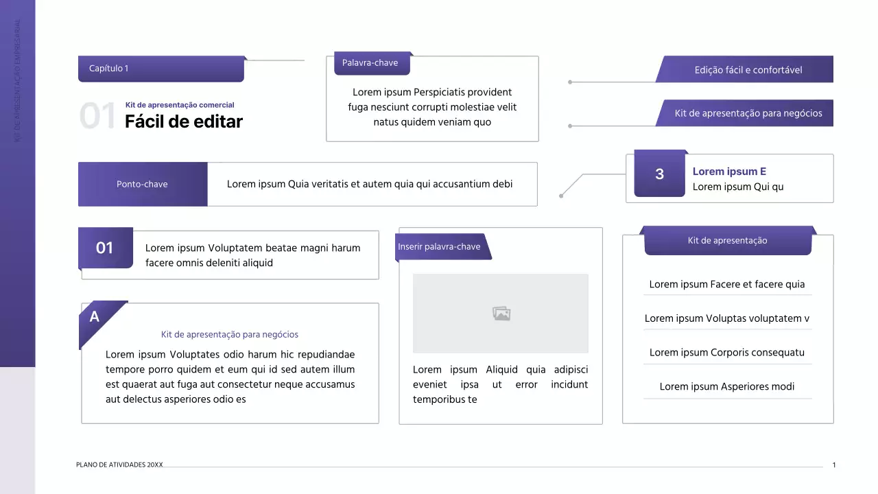 Kit de apresentação do plano de negócios com conceito de índice de gradiente púrpura