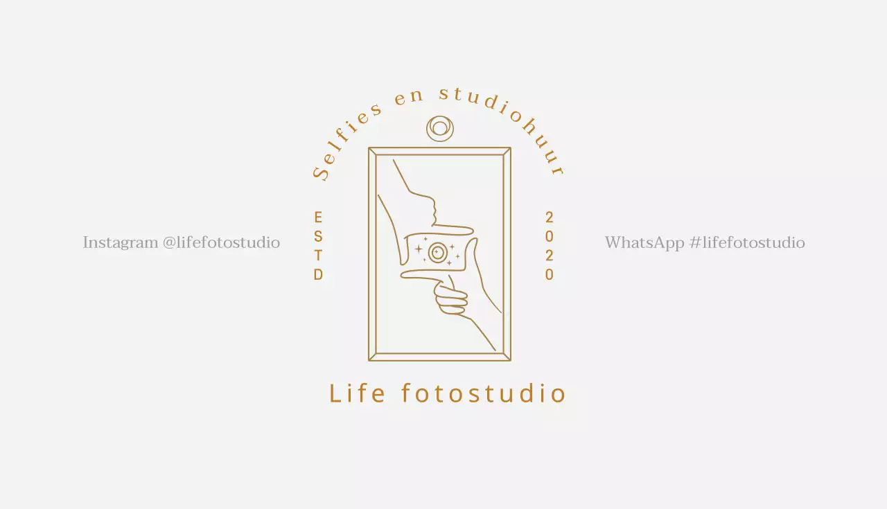 Grijs Beige Geïllustreerd Fotostudio visitekaartje