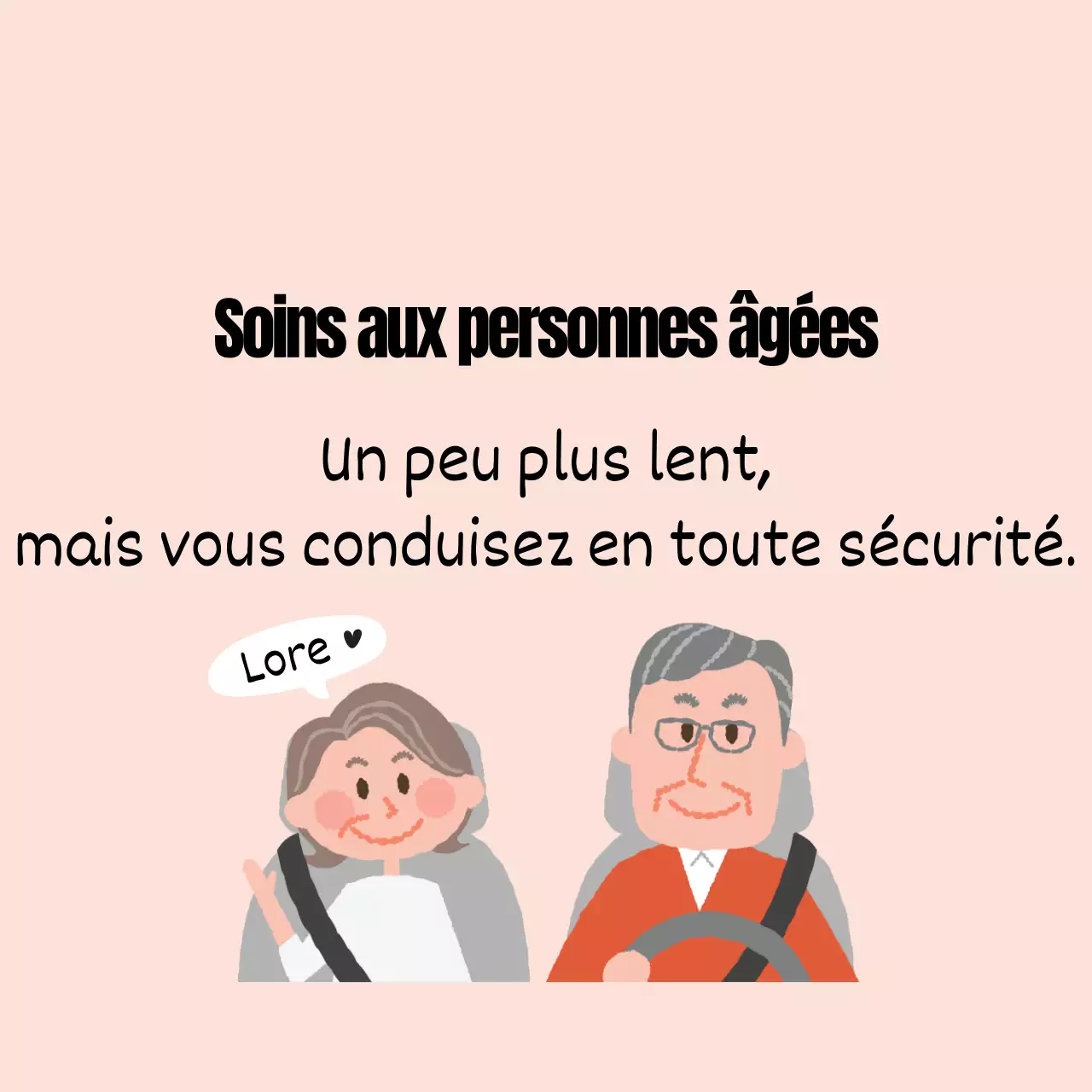Guide illustré rose du couple de personnes âgées pour une conduite sûre