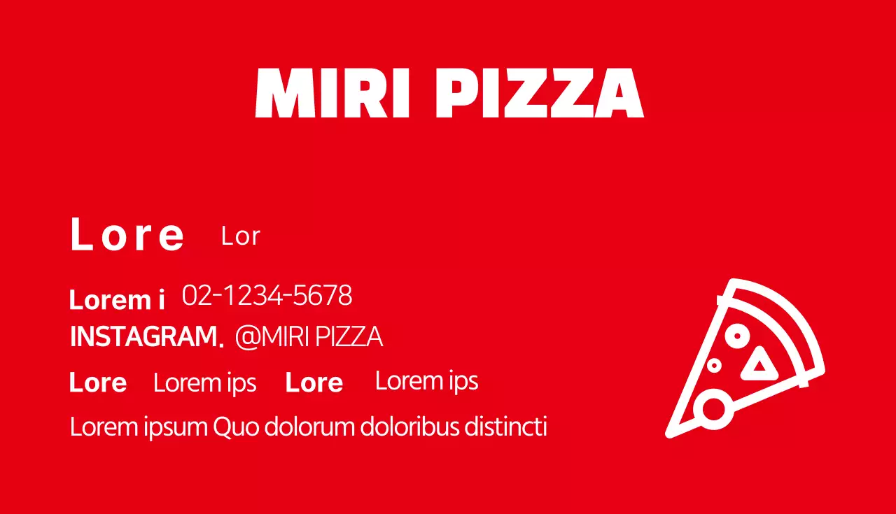 Rood en wit geïllustreerd pizza visitekaartje