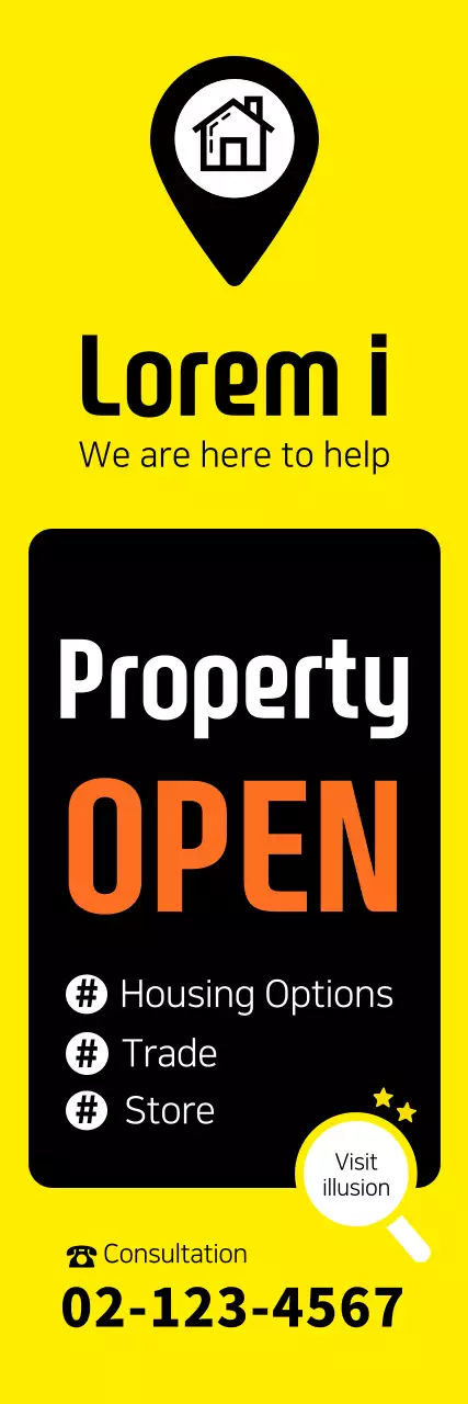 Banner de promoção de propriedade moderna amarela