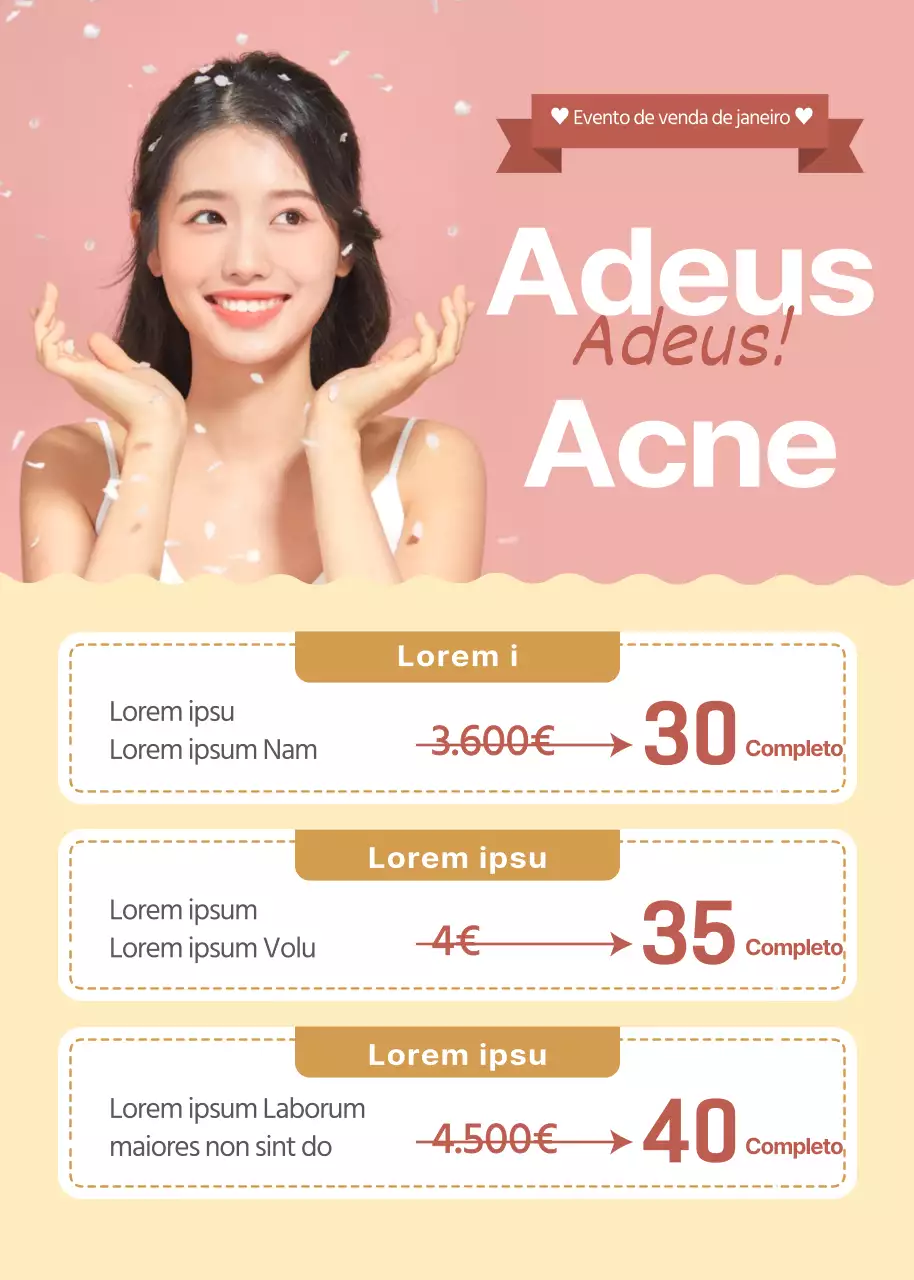 Venda de tratamentos para o acne da Dermatologia Pink and Yellow