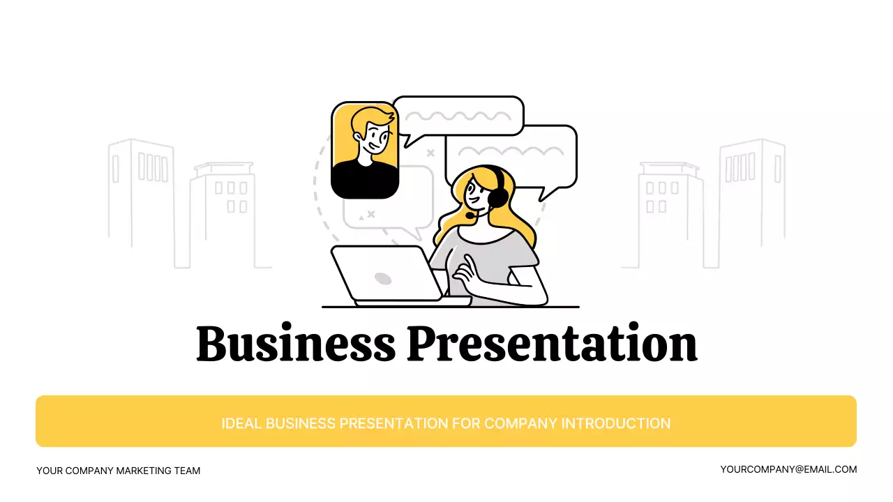 노란색과 검정색의 심플한 비즈니스 PT