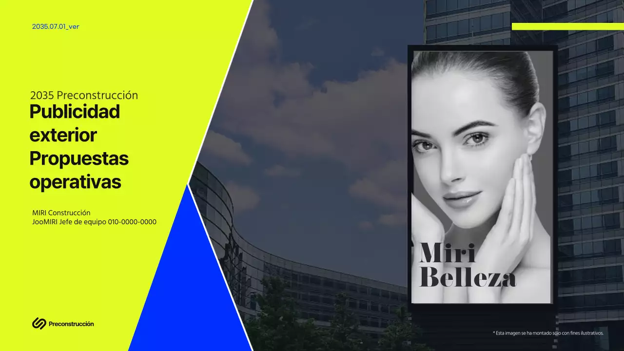 Propuesta de valla publicitaria de un edificio en cal y azul