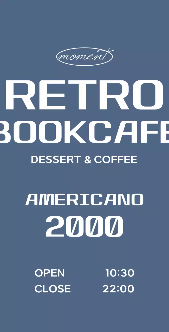 Bookstore sign with vintage menu on blue background