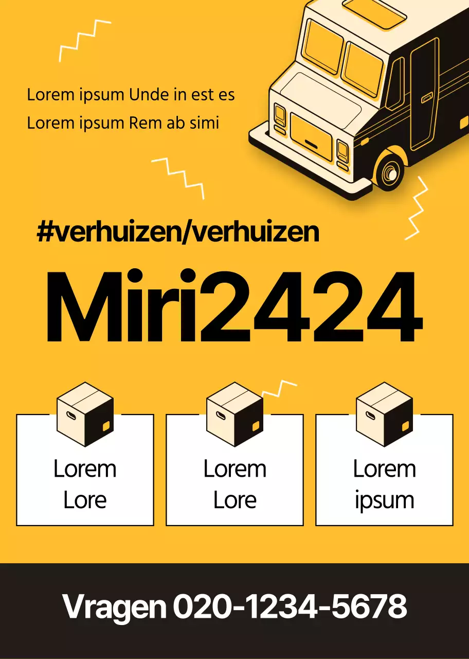 Promoot een schoon verhuiscentrum met een oranje vrachtwagenillustratie