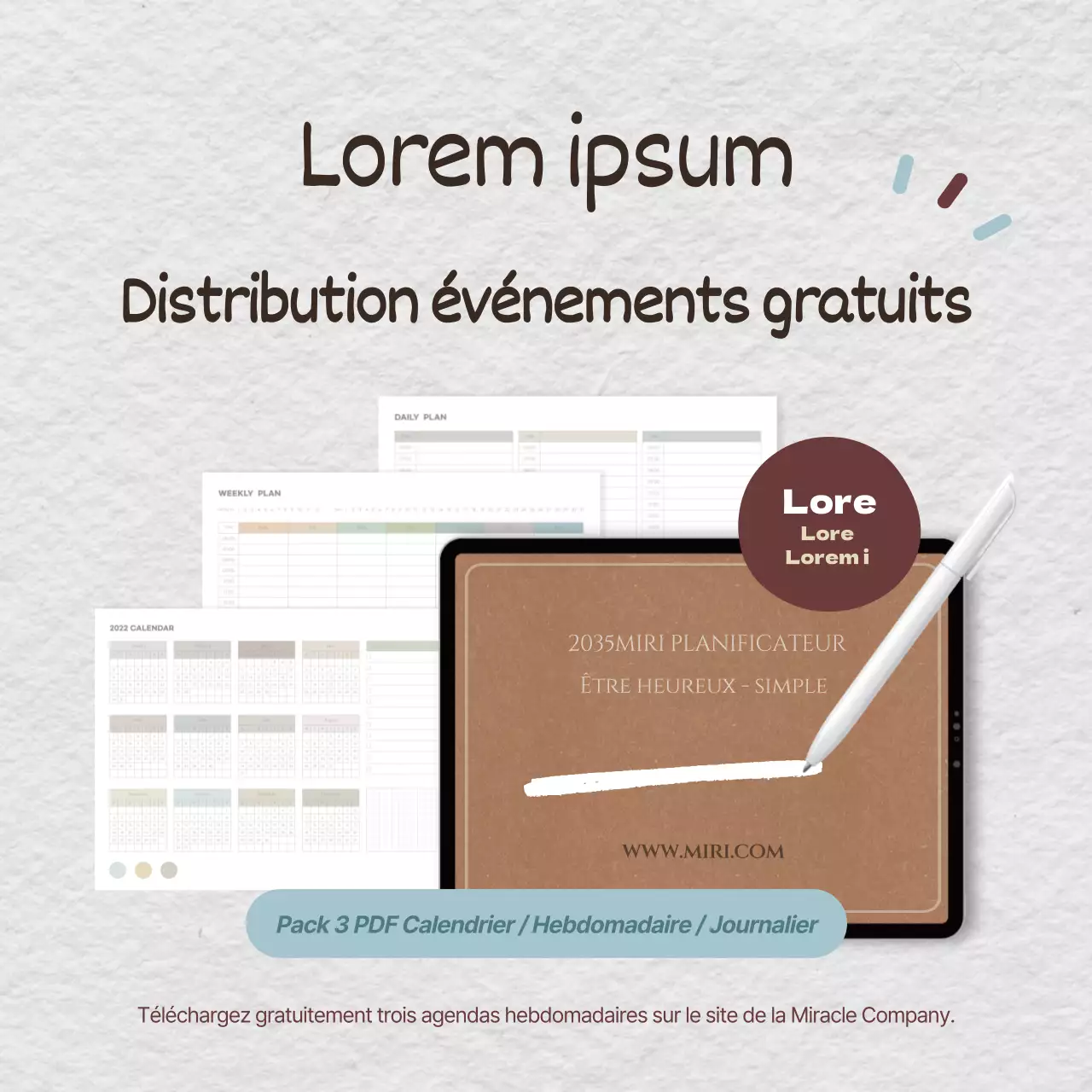 fond de papier brun et blanc planificateur numérique simple événement