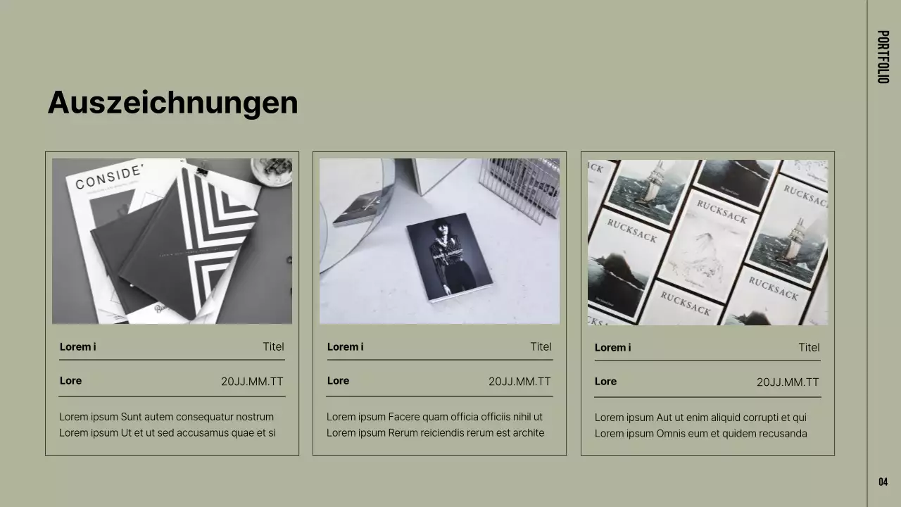 Eine moderne Mappe in Khaki und Beige