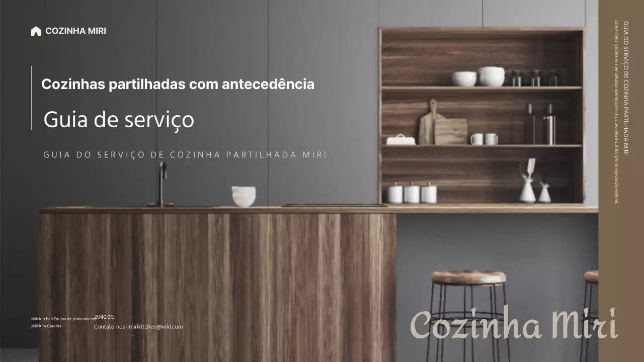 Guia de serviço de cozinha partilhada elegante em tons de castanho Apresentação PPT