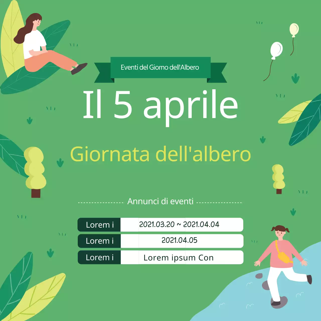 Illustrazione verde Promozione carina dell'Arbor Day