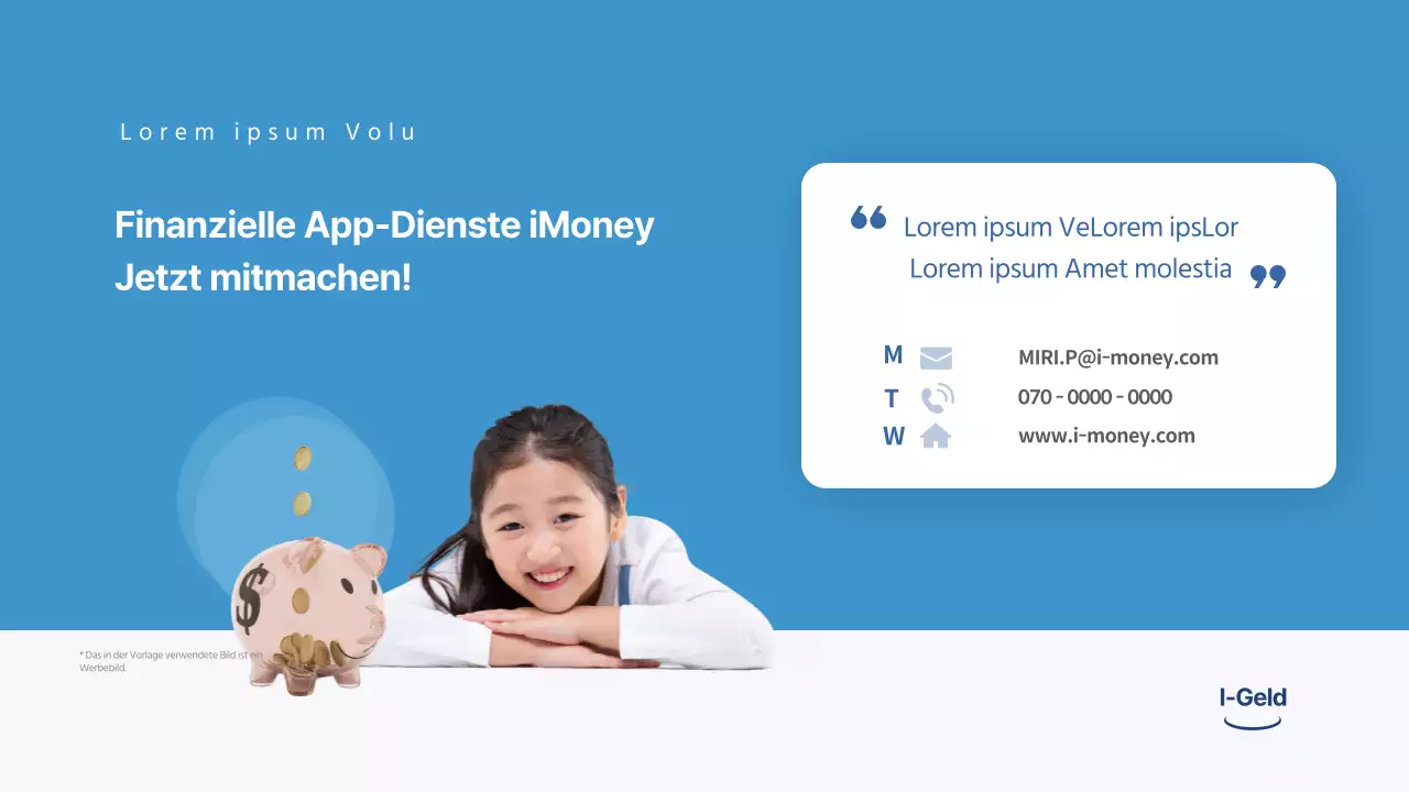 Investitionsvorschlag für Finanzapplikationen mit blauer Färbung