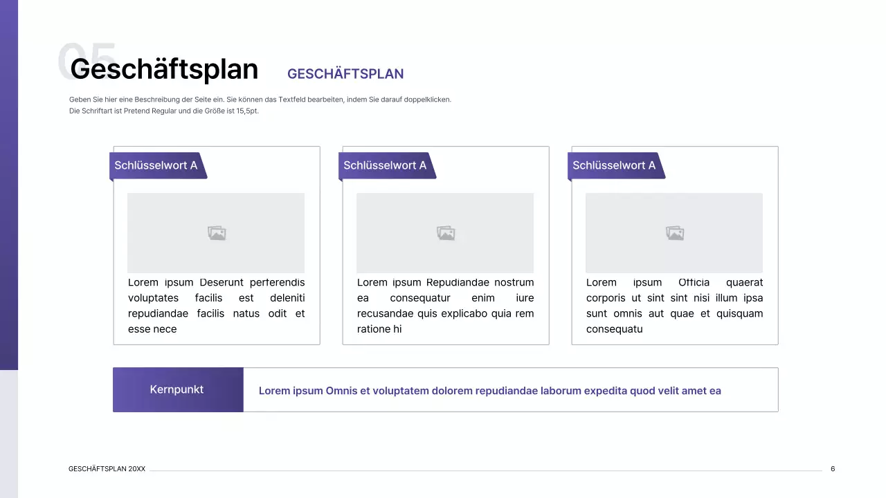 Business-Plan-Präsentation Kit mit lila Gradient Index-Konzept