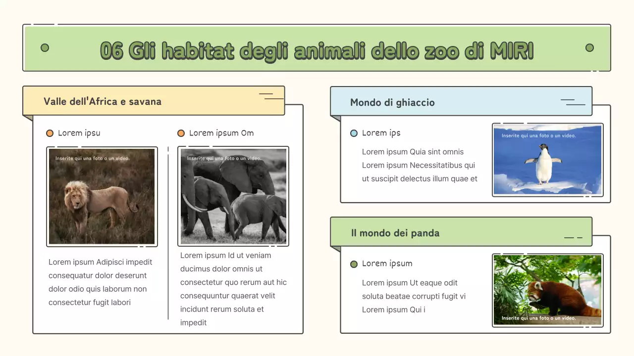 Materiale didattico dello zoo in tonalità pastello di giallo, chartreuse e blu chiaro