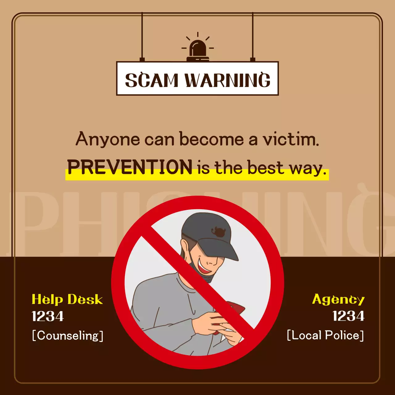 Beige Vintage Scam Warning Announcement Instagram Carousel