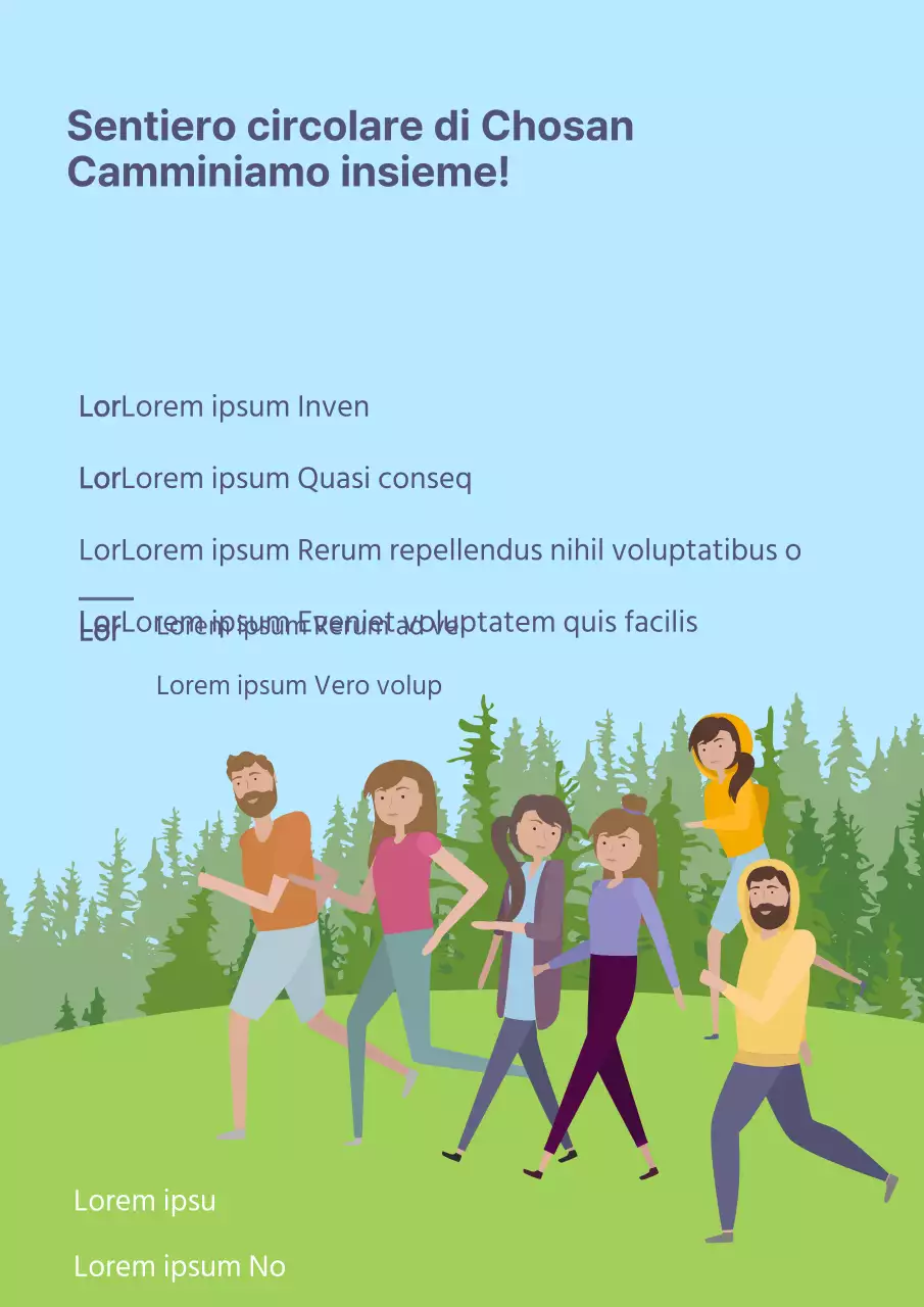 Un manifesto semplice, azzurro e verde, per promuovere la Walkathon dell'Ecoparco.