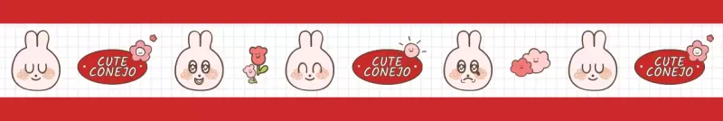 Patrón de ilustración de conejito rojo y blanco en un estilo adorable y tierno