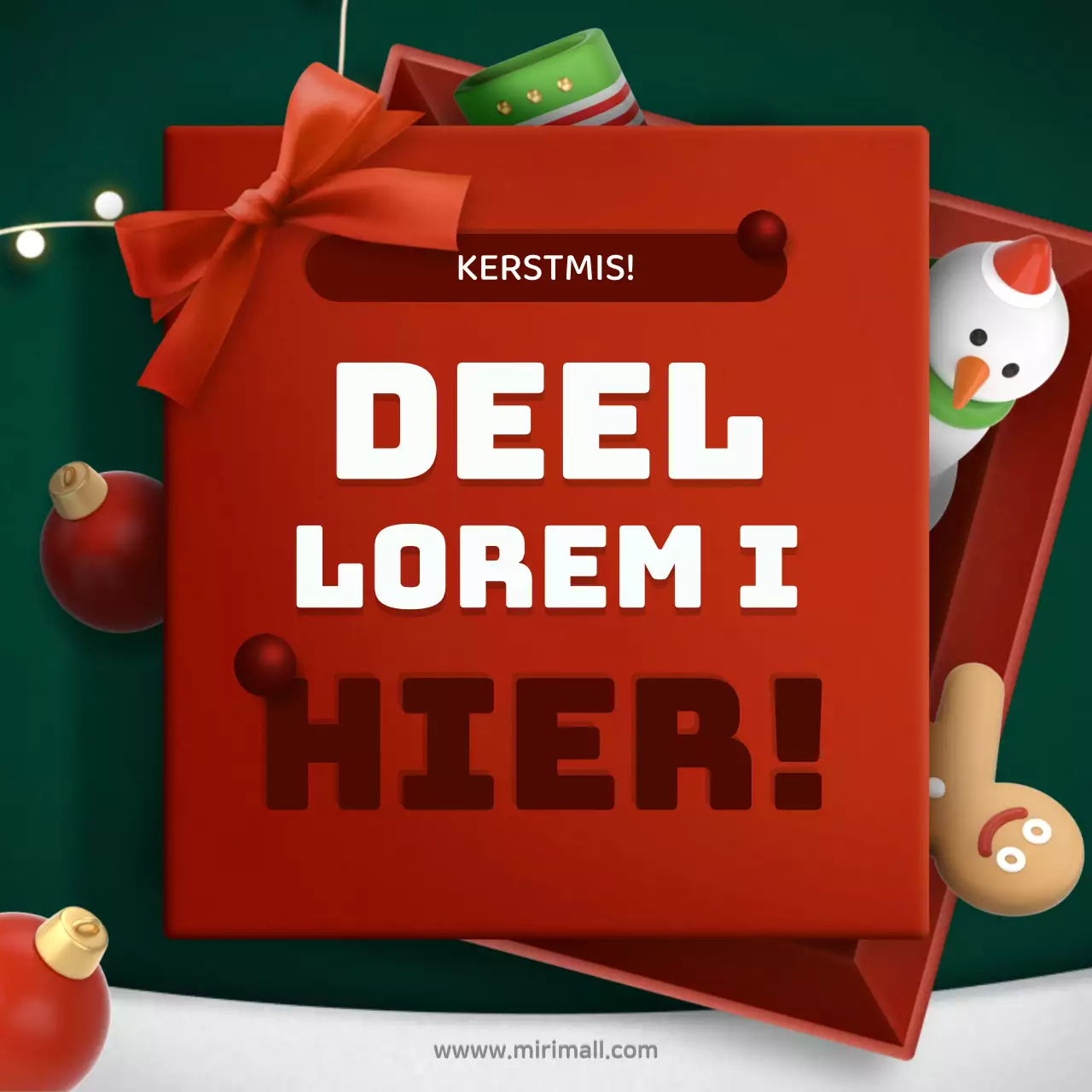 Promoot een evenement met een rode en groene geschenkdoos als concept