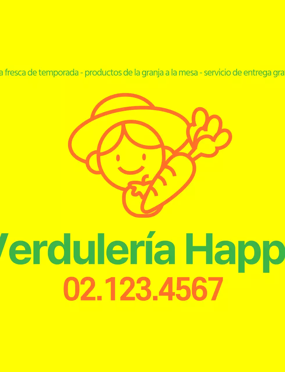 Tienda de verduras chaleco con la ilustración de línea simple en amarillo verde y naranja