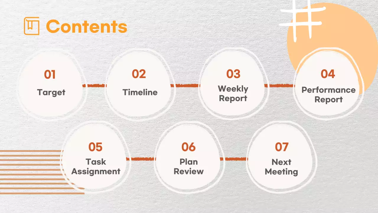 회색과 주황색의 기하학적 마케팅 회의록 보고서