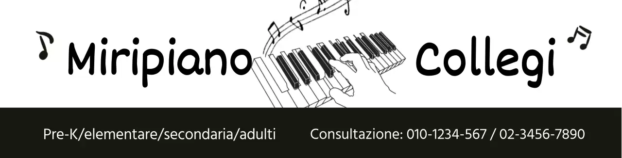 illustrazione bianco nero semplice scuola di pianoforte promozionale