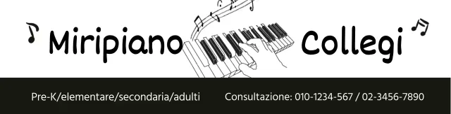 illustrazione bianco nero semplice scuola di pianoforte promozionale