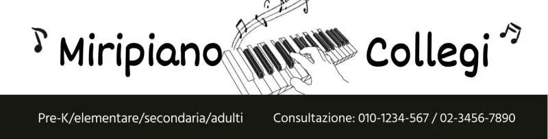 illustrazione bianco nero semplice scuola di pianoforte promozionale