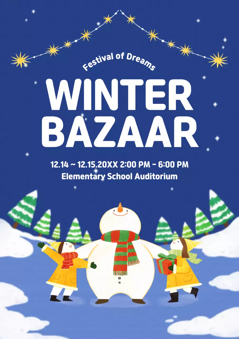 Blue Traditional Winter Event Poster